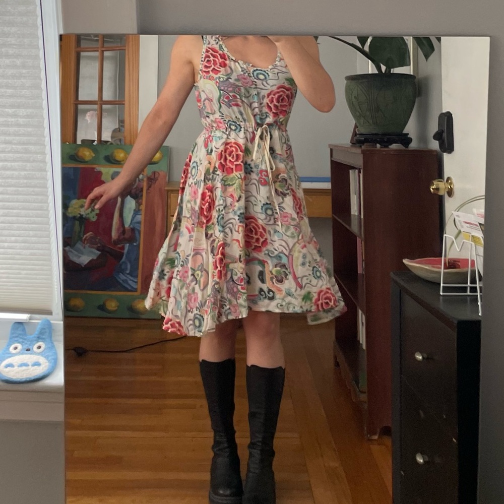 Johnny Was Cream Sleeveless Sweetheart Sundress